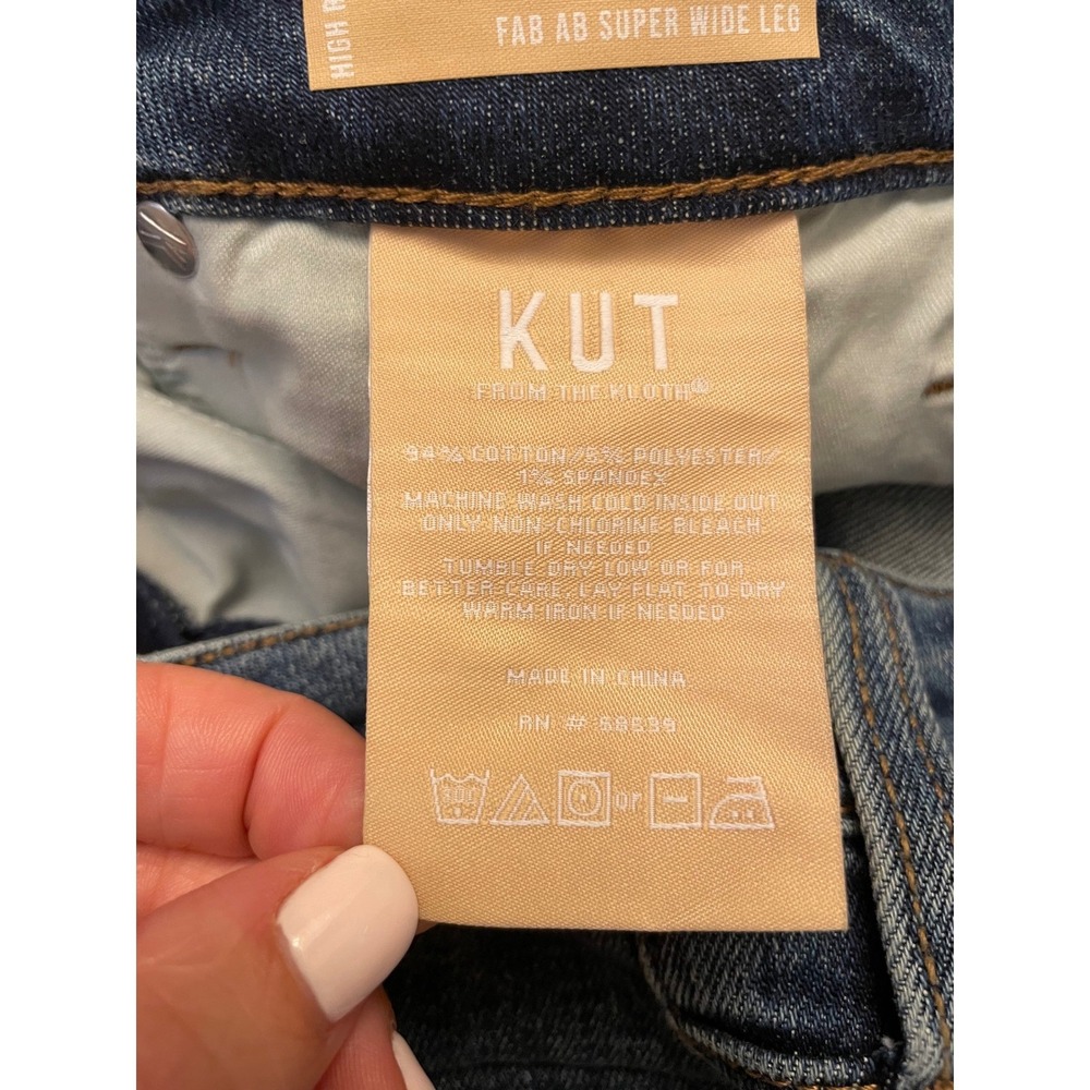 Kut from the Kloth Ryan Fab Ab Super Wide Leg High Rise Jeans Medium Wash 10 - Picture 12 of 12